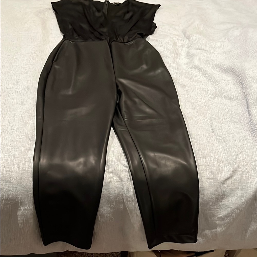 Express Black Faux Leather Jumpsuit- never worn